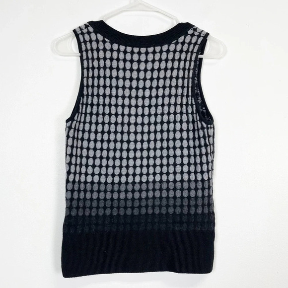 Talbots Sweater Womens Medium Black Gray Geometric Knit Detail Sleeveless - Picture 2 of 6